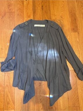 Women's Draped Open-Front Blazer in Slate Gray